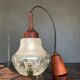 Teak wood and Mazzega style glass pendant lamp