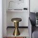 Sculptural metal side table, contemporary brassy side for modern interiors