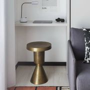 Sculptural metal side table, contemporary brassy side for modern interiors