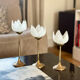 3 glass and brass candle holders