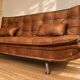 Brown cognac tufted convertible sofa – vintage spirit