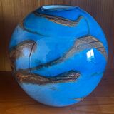 Ball sphere blue art glassware marble style murano de gino vase