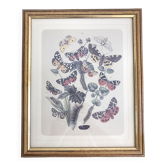 Très belle lithographie botanique avec papillon vintage 2