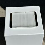 Trio of small rectangular serving dishes white and black Indonesian ceramic 21x16