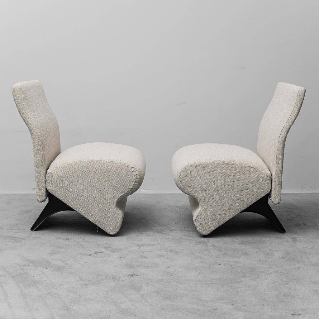 Pair of vintage fabric armchairs from the 1970s modernist period