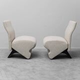 Pair of vintage fabric armchairs from the 1970s modernist period