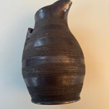 Large antique ceramic pitcher with glazed finish (sculpted stoneware) 1950