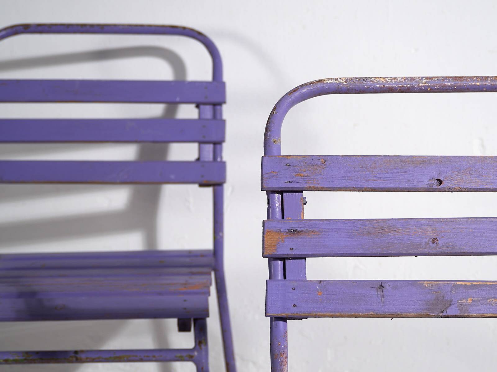 Antique purple patio chairs (c.1920). Set of 2 pieces