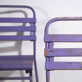 Anciennes chaises de patio violettes (c.1920). Ensemble de 2 pièces