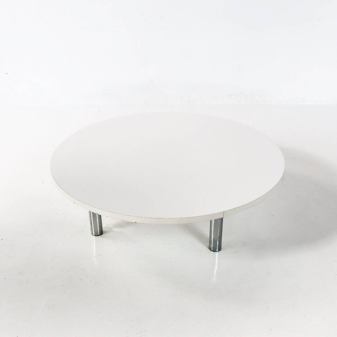 Table basse chromée et bois 1970