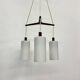 Mid-century design pendant lamp teak and opaline glass , 1970s