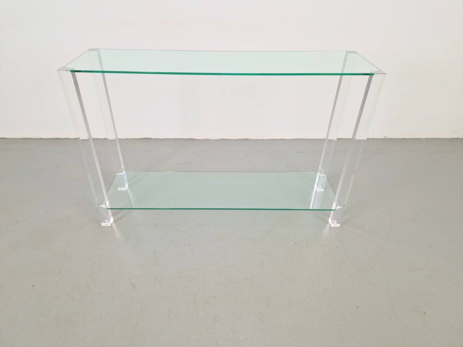 Table console en verre et acrylique The Hague de Bor Design, années 1990.