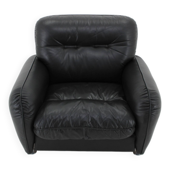 Fauteuil des années 1970 en cuir noir, Italie