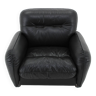 1970s Armchair in Black Leather, Italy