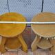 Pair of vintage velvet upholstered pedestal tables – 1950s, 44 cm high