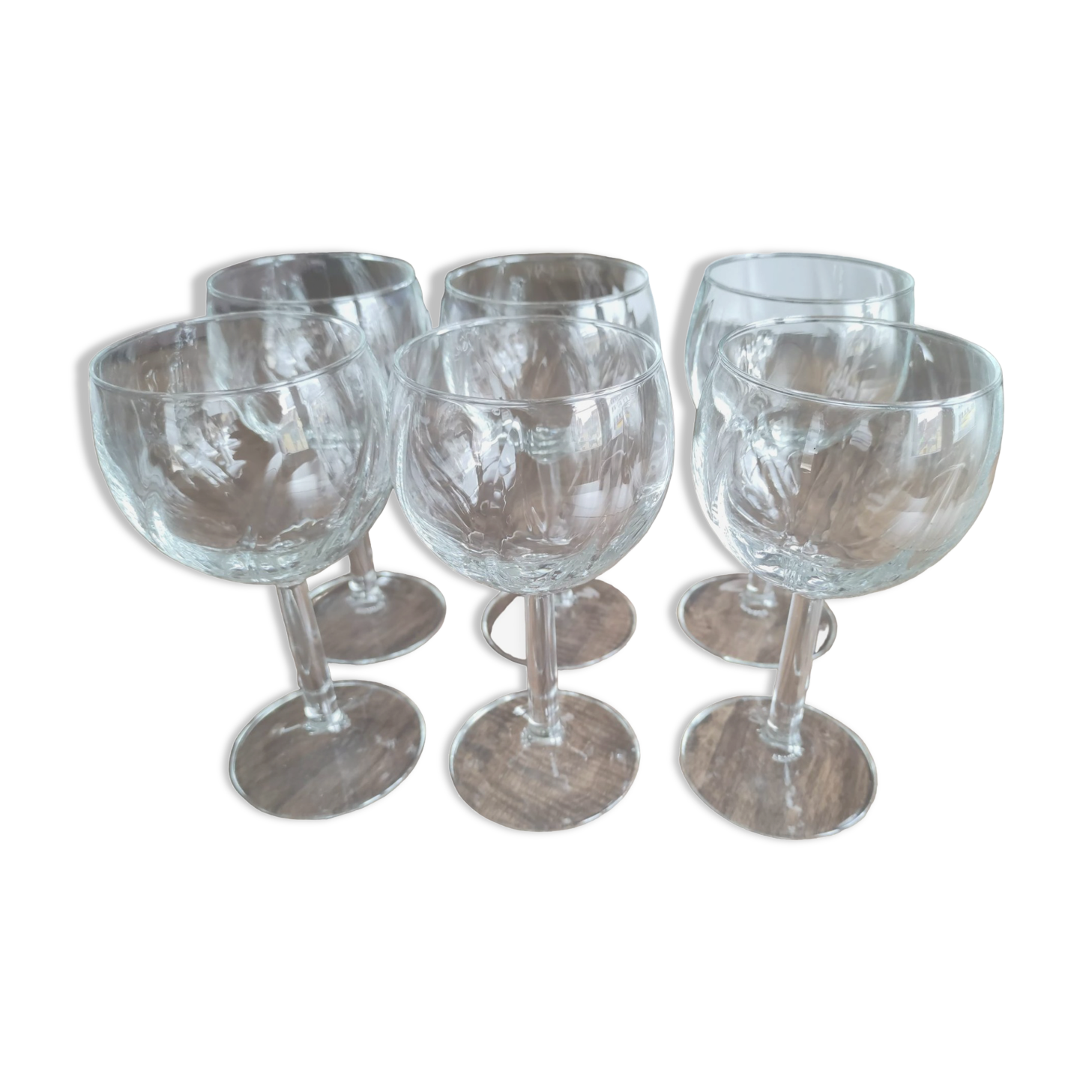 Lot de 6 verres à vin ballon vintage en verre buvant voluté