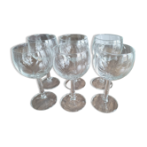 Lot de 6 verres à vin ballon vintage en verre buvant voluté