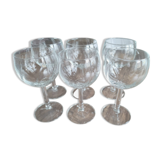 Set of 6 vintage glass balloon wine glasses drinking volute