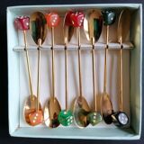 8 gold-plated mocha spoons