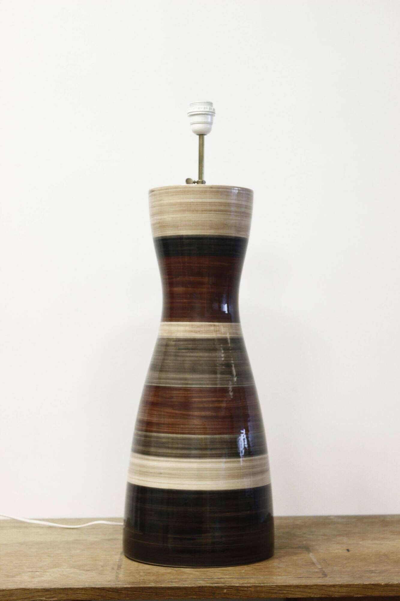 ceramic diabolo lamp base from Faïenceries de Charolles for Roche Bobois