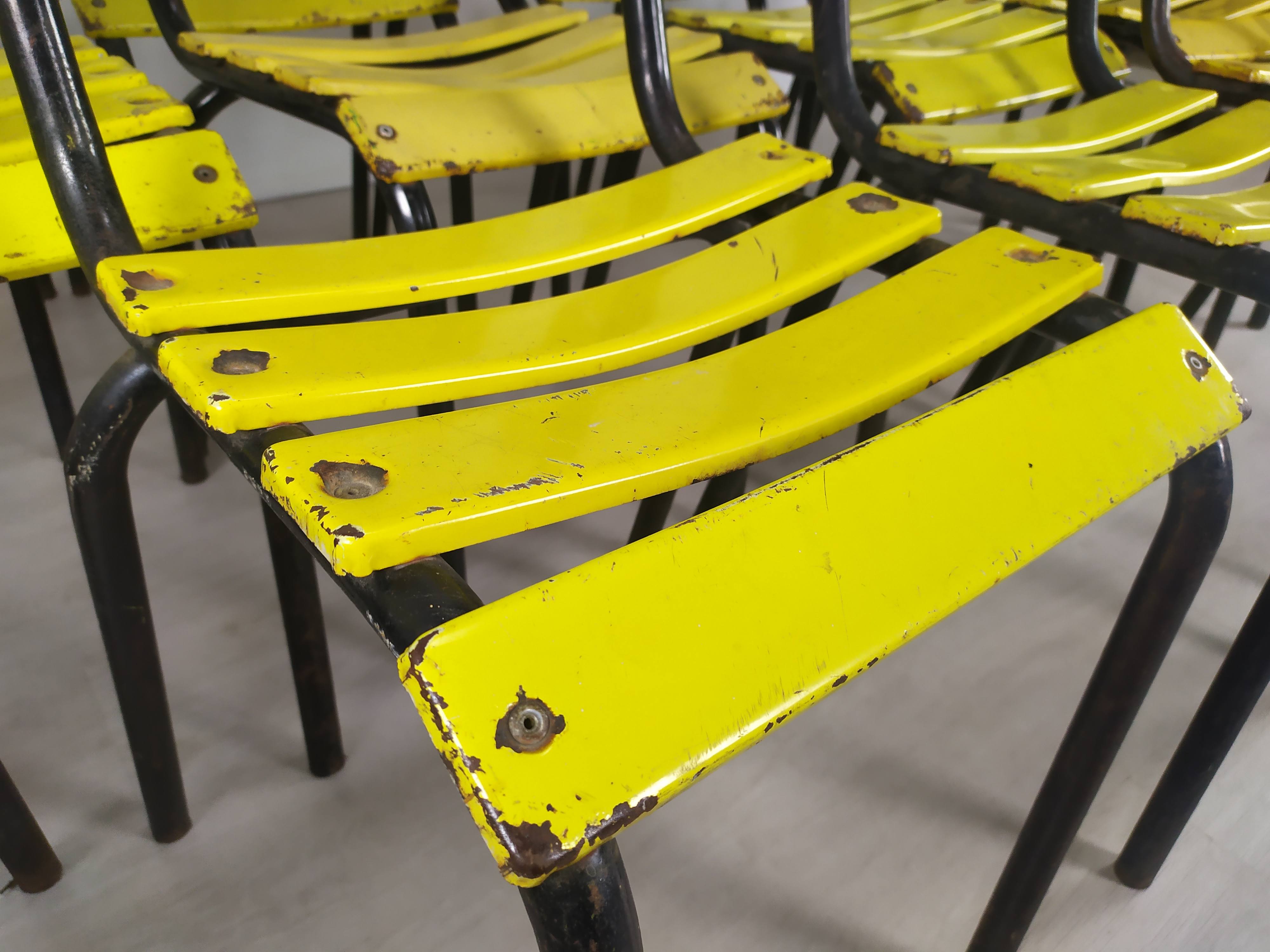 18 yellow metal bistro chairs