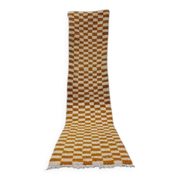 Tapis de couloir tissé main artisanale traditionnelle orange 75/300 cm