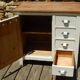Antique sideboard / charming solid pine workshop furniture with a patina.