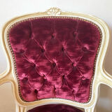 Pair of Louis XV style upholstered velvet armchairs