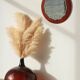 Vintage round teak mirror from the 1960s.