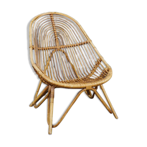 Fauteuil baquet en rotin, 1950
