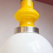 1960s suspension in white and yellow opaline (30 cm)