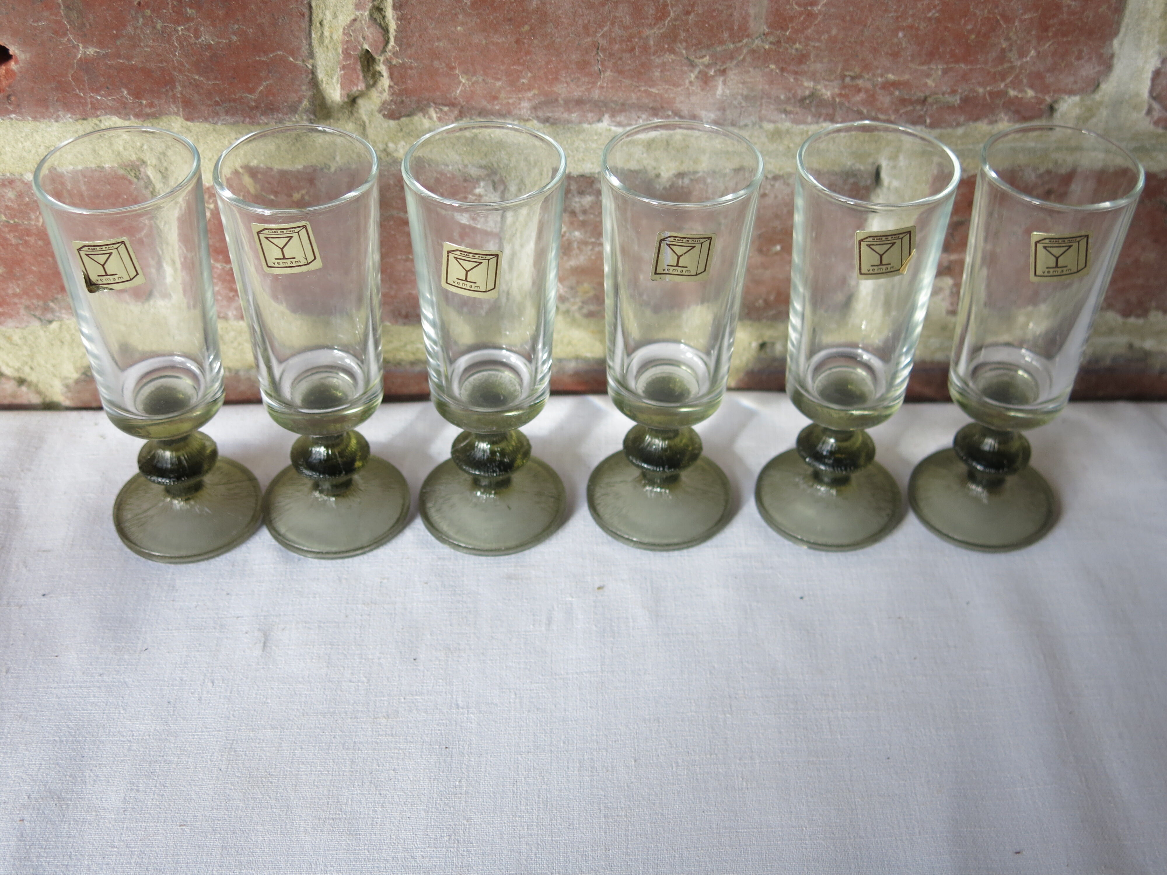 6 flûtes Vemam made in Italy pied vert