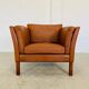 Mid-century vintage Scandinavian leather lounge chair in cognac leather