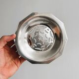 Antique butter dish in shiny metal