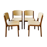 Set of 4 vintage chairs in teak and wool