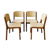 Ensemble de 4 chaises vintage en teck et laine