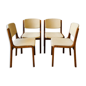 Set of 4 vintage chairs in teak and wool