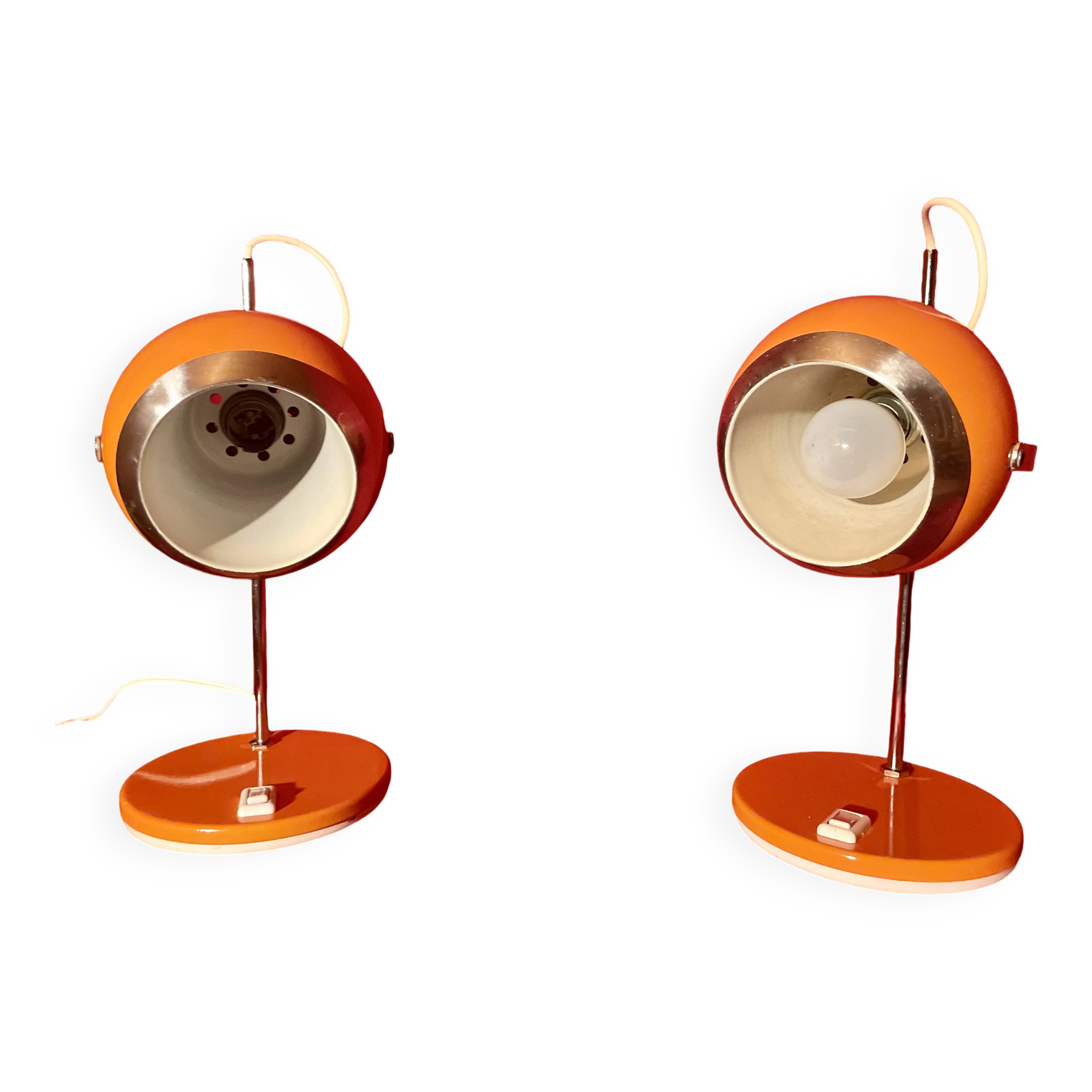 Pair of eye ball lamps, space age, 70s