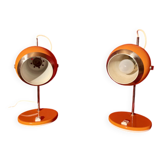 Pair of eye ball lamps, space age, 70s
