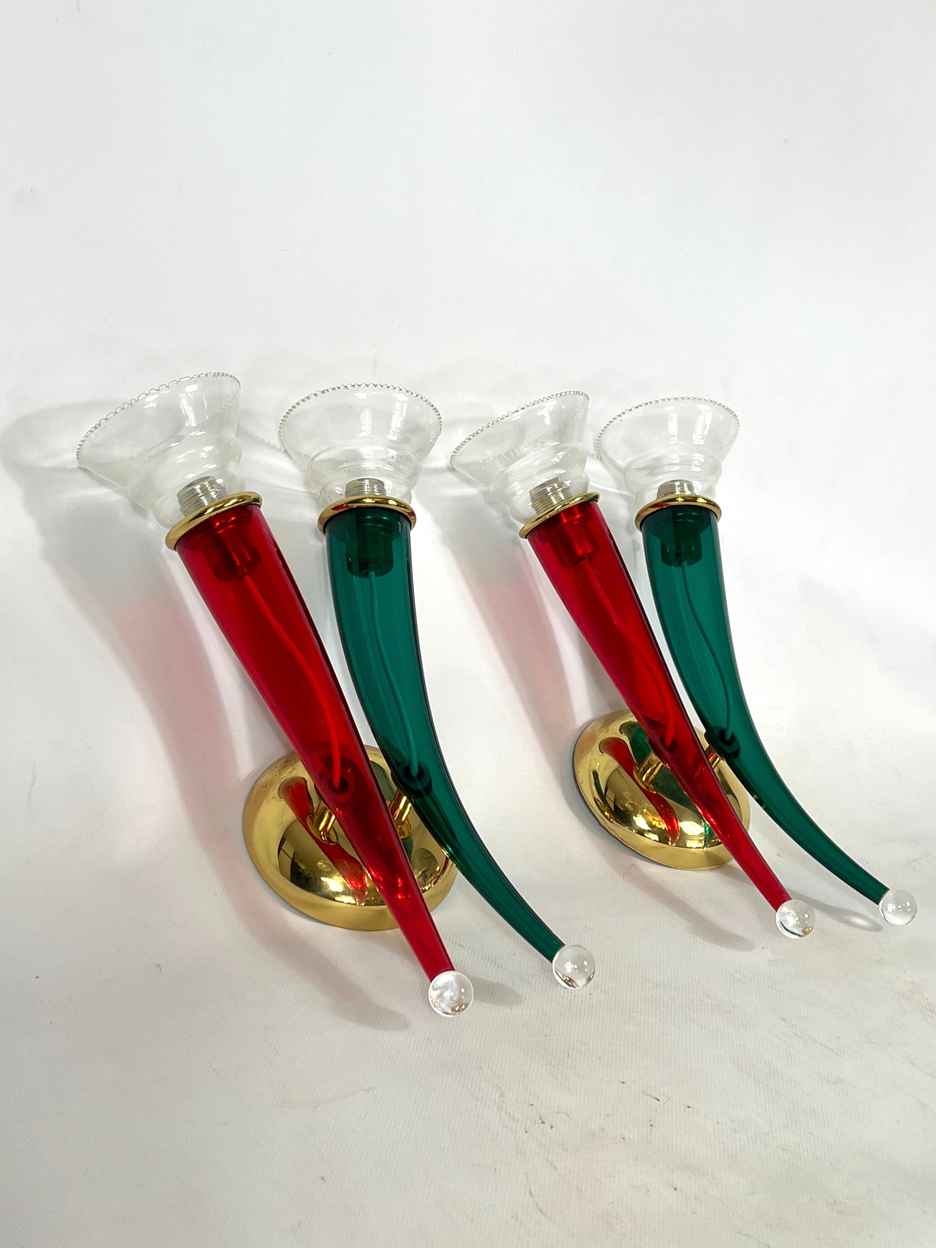 Vintage Pair of Murano glass sconces signed by VeArt, Italy 1970s