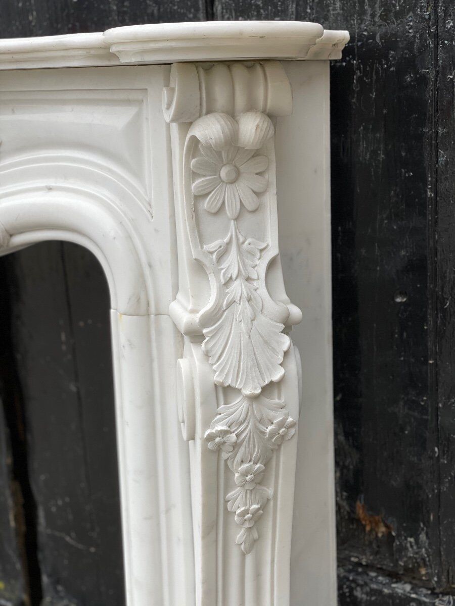Louis XV style fireplace in Carrara marble circa 1980
