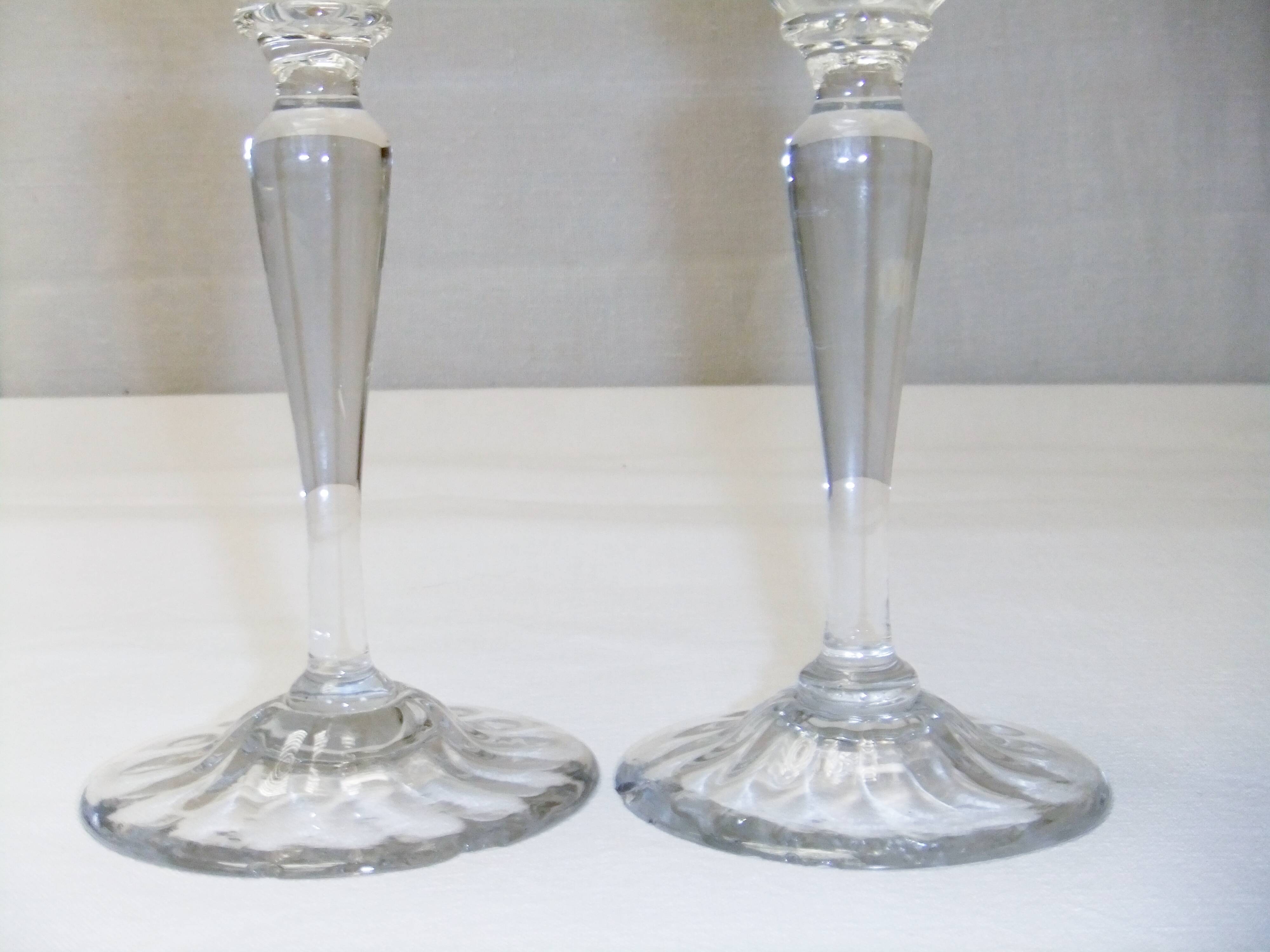 Old wine glass Daum Nancy crystal ribbed tableware