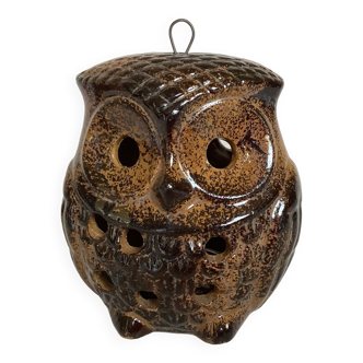 Photophore owl owl ceramic black brown