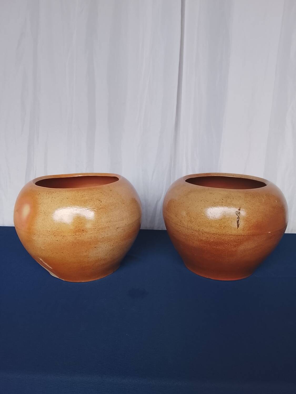 Varnished terracotta flower pots