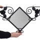 Art Deco coat rack in hammered iron at 5 pads with 30s mirror