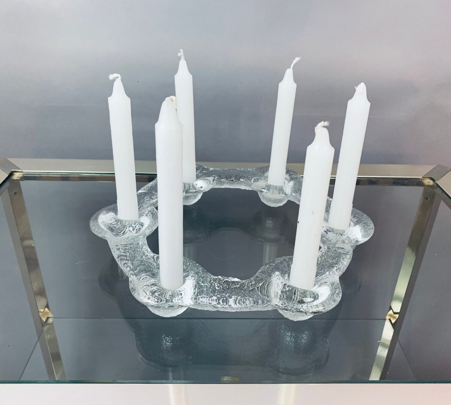 1970s Swedish Pukeberg Glass Candle Holder