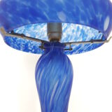 Lampe champignon vintage - pâte de verre bleue et blanche -1970