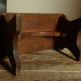 Banc repose-pied ancien en bois massif