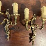 Pair of duo bronze wall lights