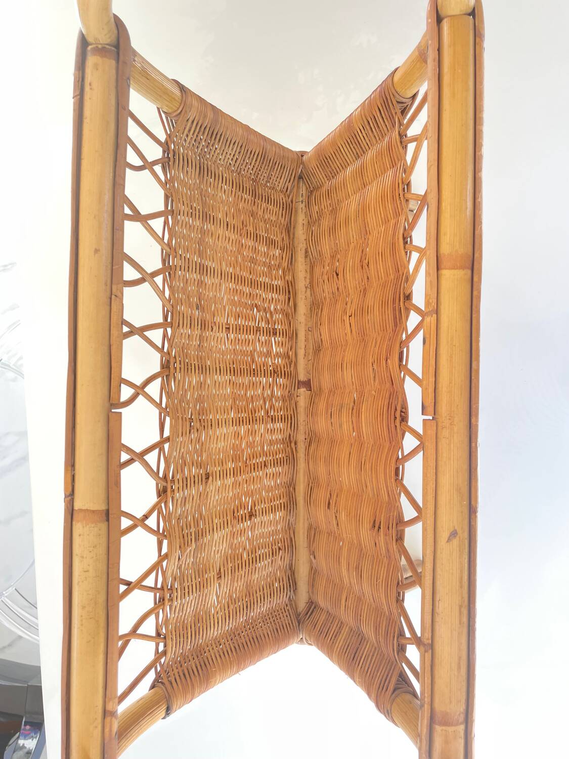 Old rattan magazine rack from the 70s